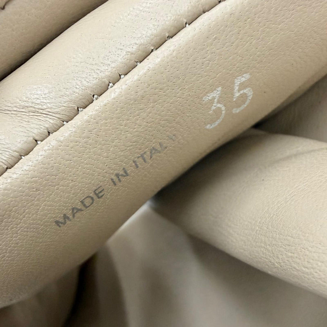 Great PRADA Sandals Triangle logo padded nappa leather beige 35 1XZ758