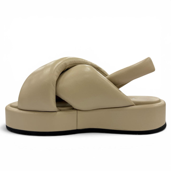 Great PRADA Sandals Triangle logo padded nappa leather beige 35 1XZ758