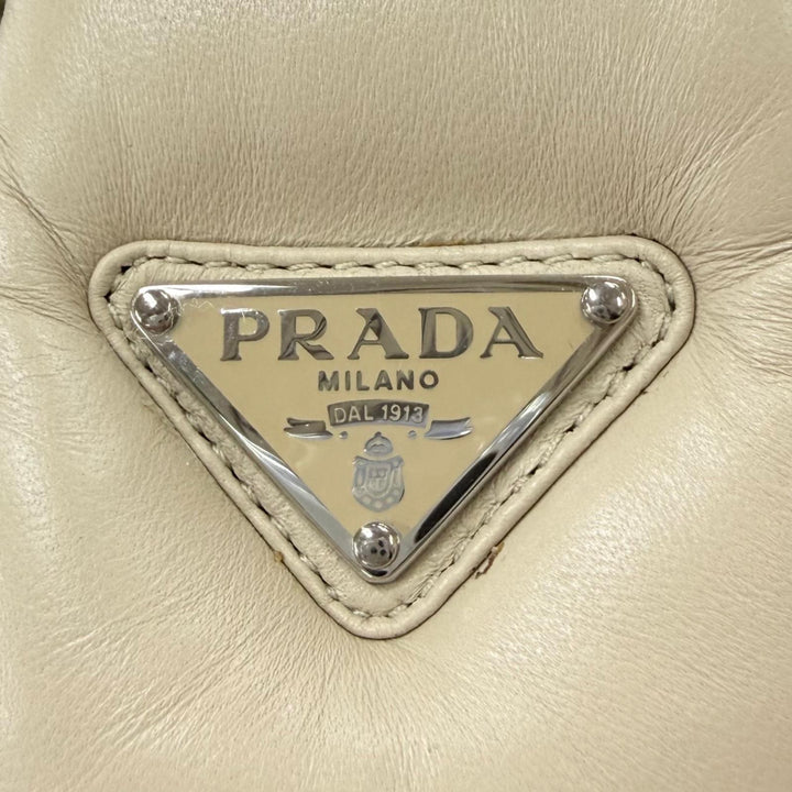 Great PRADA Sandals Triangle logo padded nappa leather beige 35 1XZ758