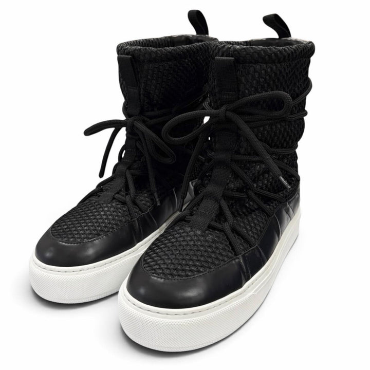 Great Christian Dior boots Lace-up mesh black leather Women 37