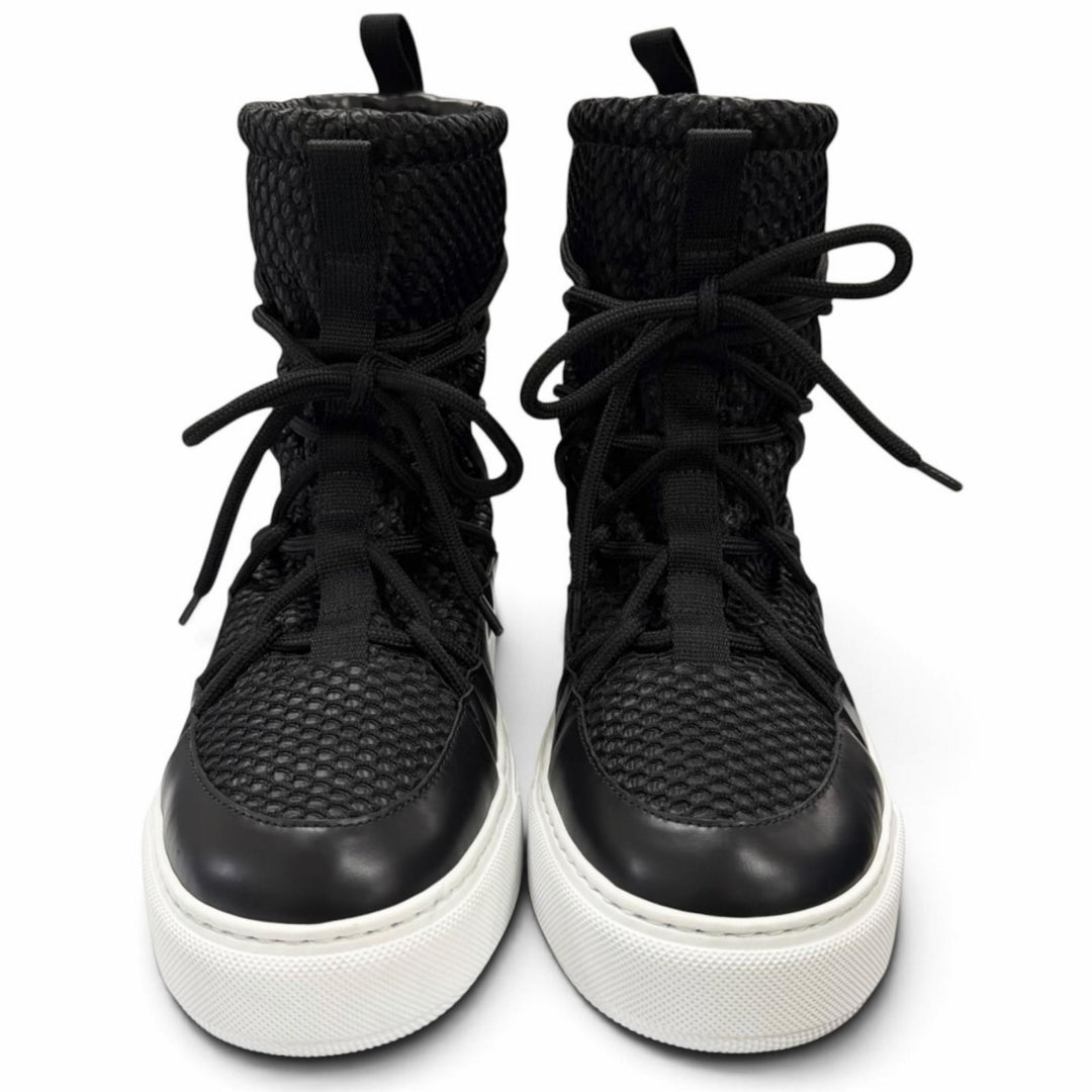 Great Christian Dior boots Lace-up mesh black leather Women 37