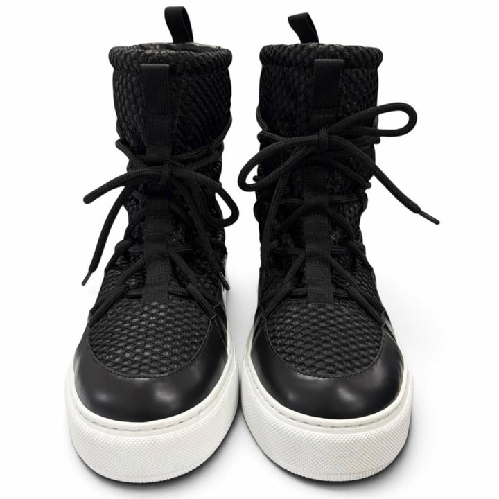 Great Christian Dior boots Lace-up mesh black leather Women 37