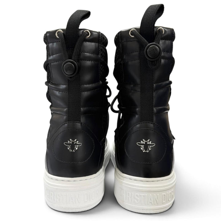 Great Christian Dior boots Lace-up mesh black leather Women 37