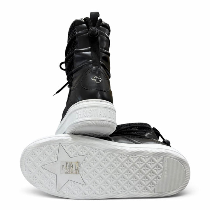 Great Christian Dior boots Lace-up mesh black leather Women 37