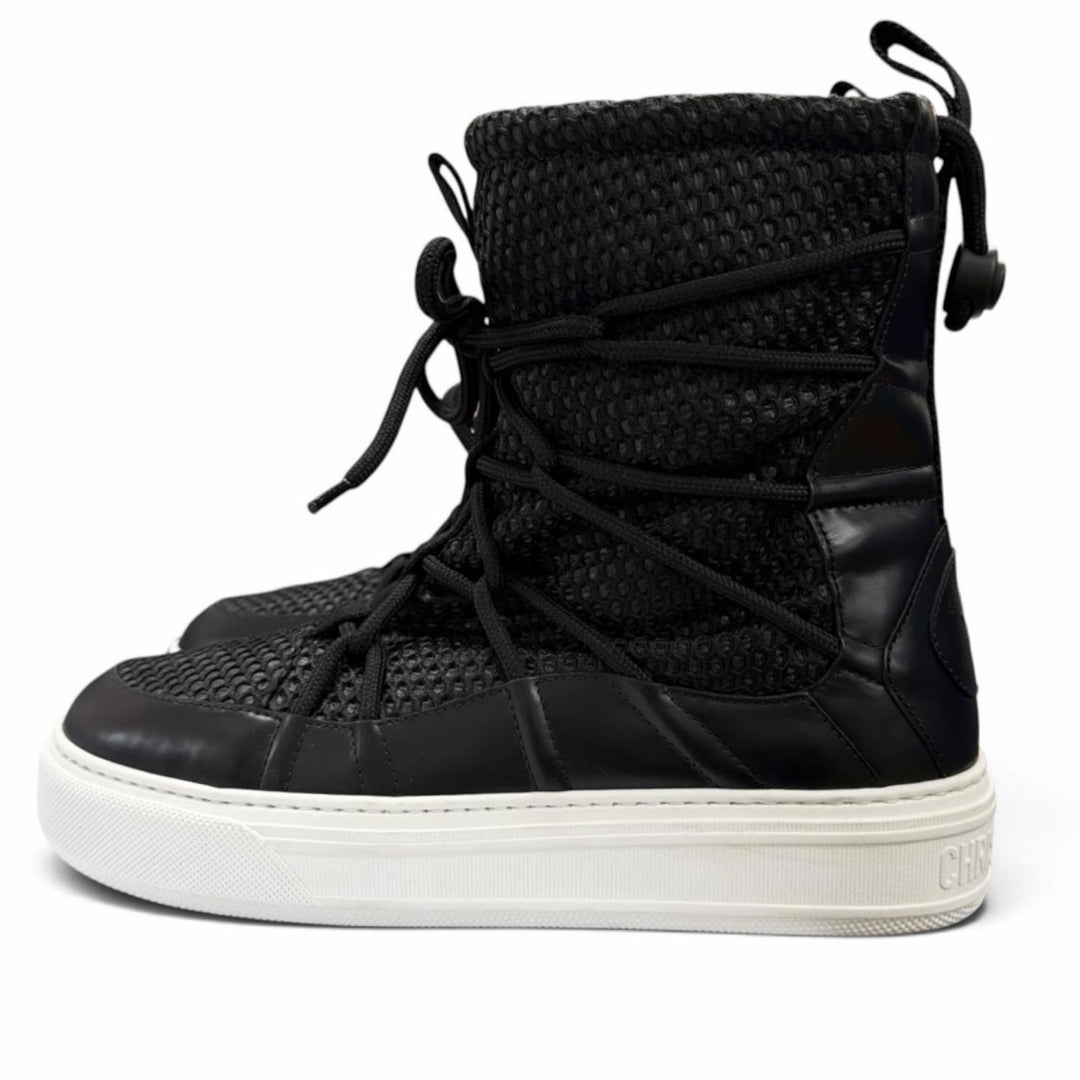 Great Christian Dior boots Lace-up mesh black leather Women 37