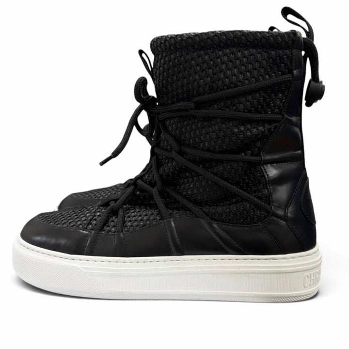Great Christian Dior boots Lace-up mesh black leather Women 37