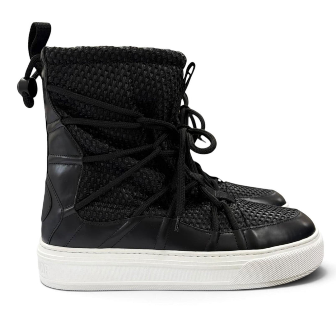Great Christian Dior boots Lace-up mesh black leather Women 37