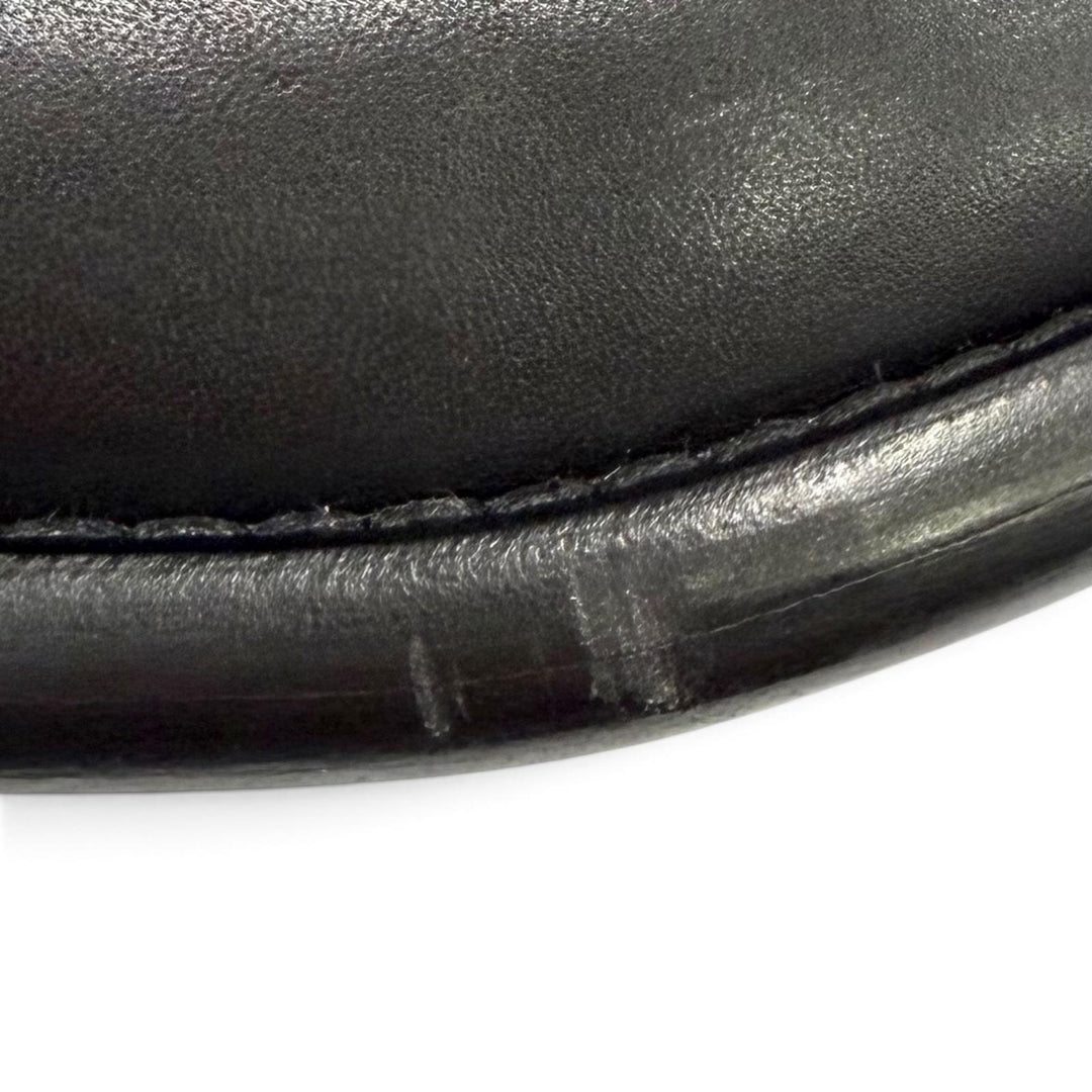 Great LOUIS VUITTON Knee-high boots waist side line black leather Women 37