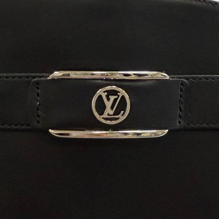 Great LOUIS VUITTON Knee-high boots waist side line black leather Women 37