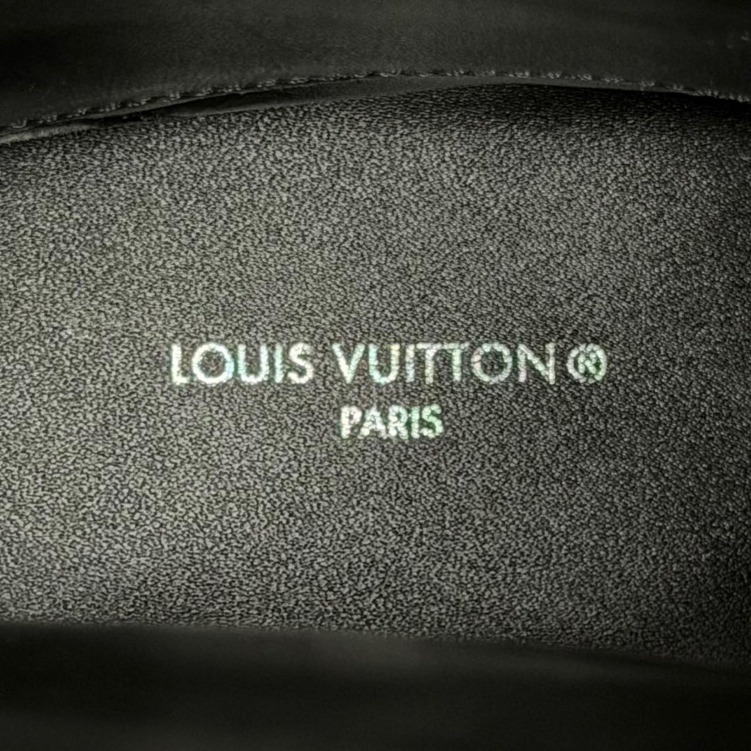Great LOUIS VUITTON Knee-high boots waist side line black leather Women 37