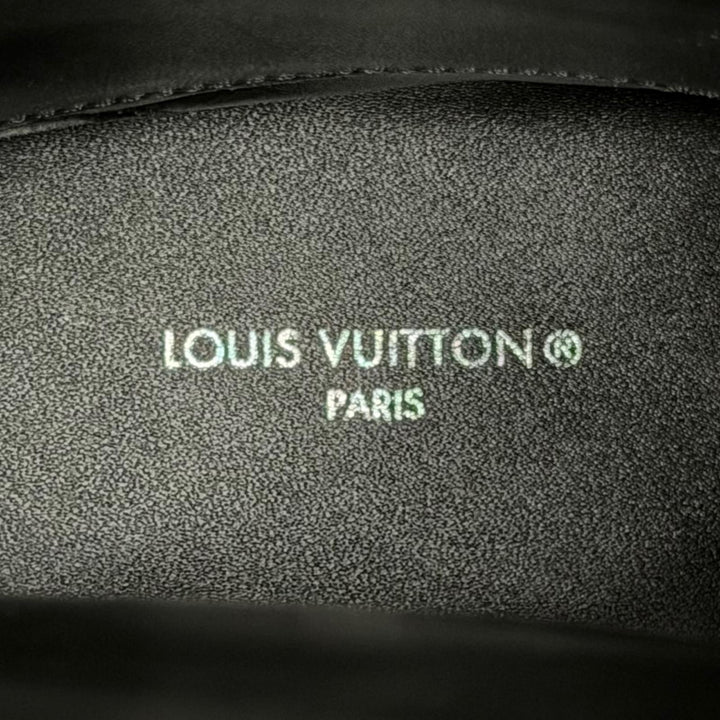Great LOUIS VUITTON Knee-high boots waist side line black leather Women 37