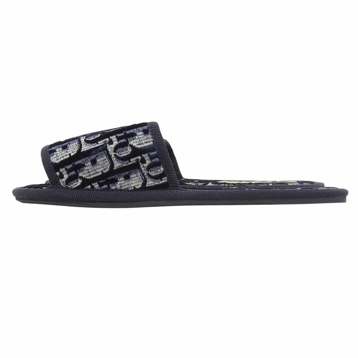 Excellent Christian Dior Sandals Oblique Room Slippers Navy velvet Women 34