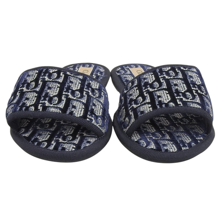 Excellent Christian Dior Sandals Oblique Room Slippers Navy velvet Women 34