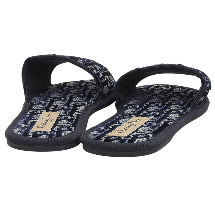 Excellent Christian Dior Sandals Oblique Room Slippers Navy velvet Women 34
