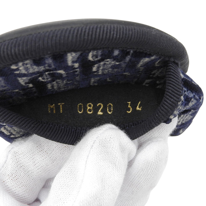 Excellent Christian Dior Sandals Oblique Room Slippers Navy velvet Women 34