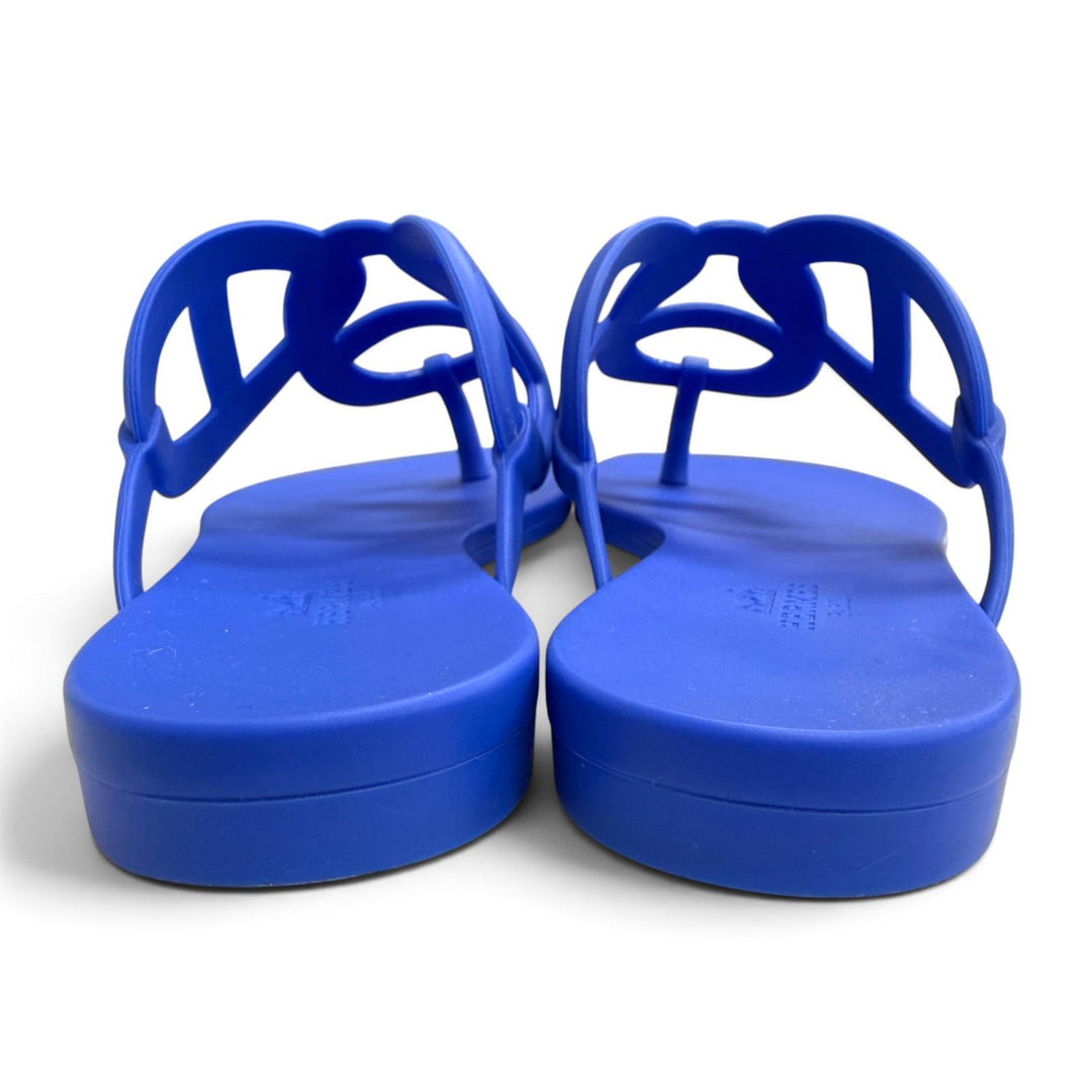 Great HERMES Egerie Chaine d'Ancr flat sandals and thong sandals blue 35 221001Z