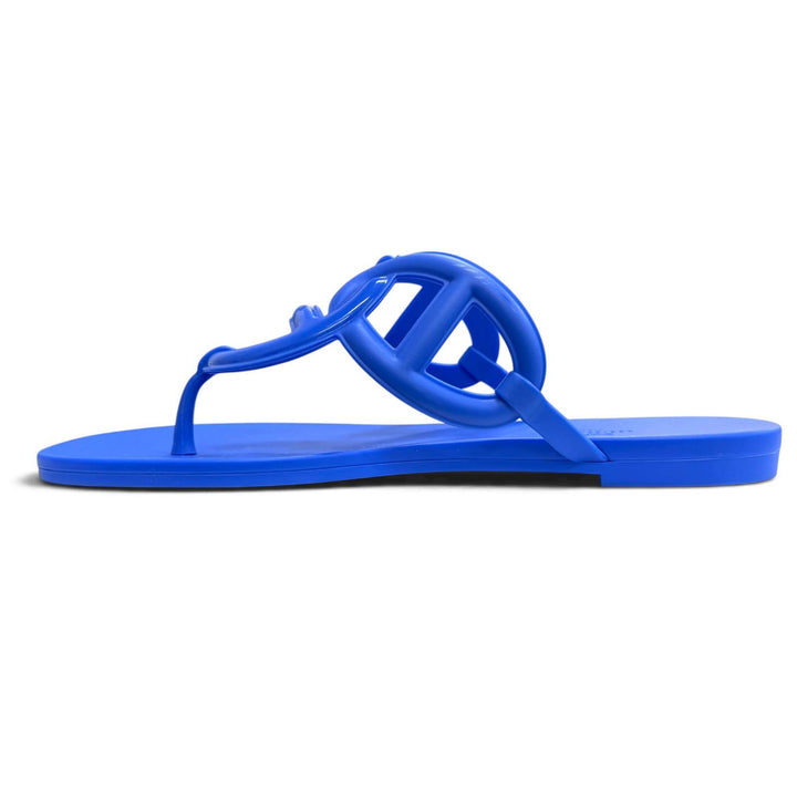 Great HERMES Egerie Chaine d'Ancr flat sandals and thong sandals blue 35 221001Z