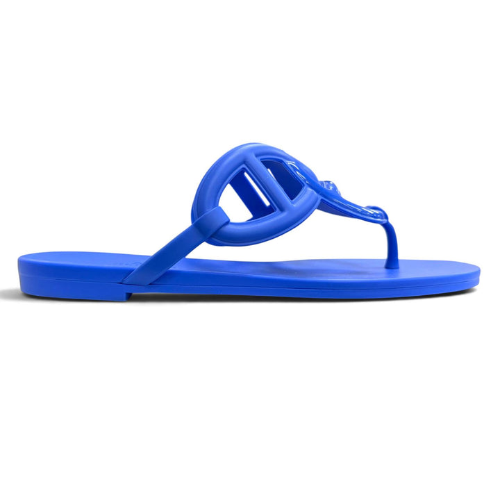 Great HERMES Egerie Chaine d'Ancr flat sandals and thong sandals blue 35 221001Z