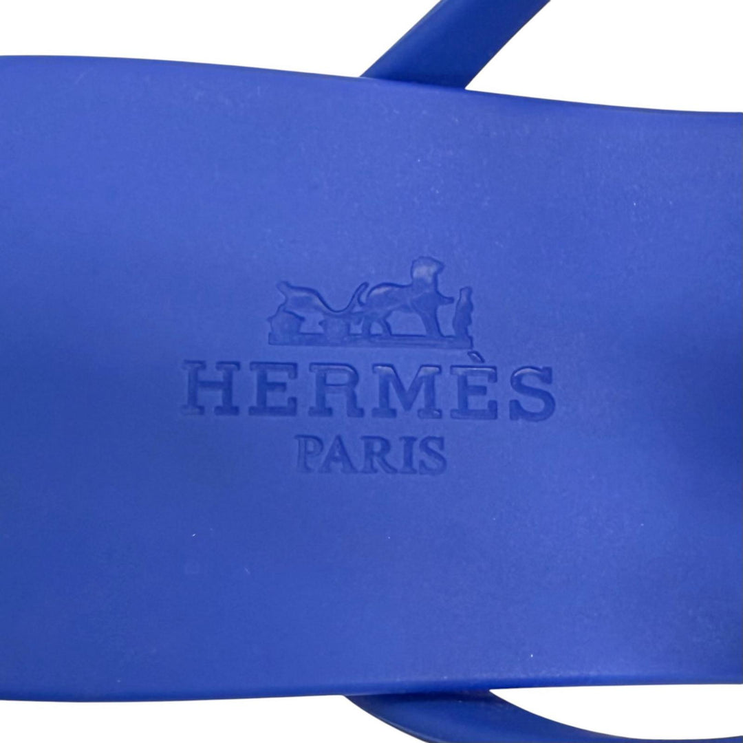 Great HERMES Egerie Chaine d'Ancr flat sandals and thong sandals blue 35 221001Z