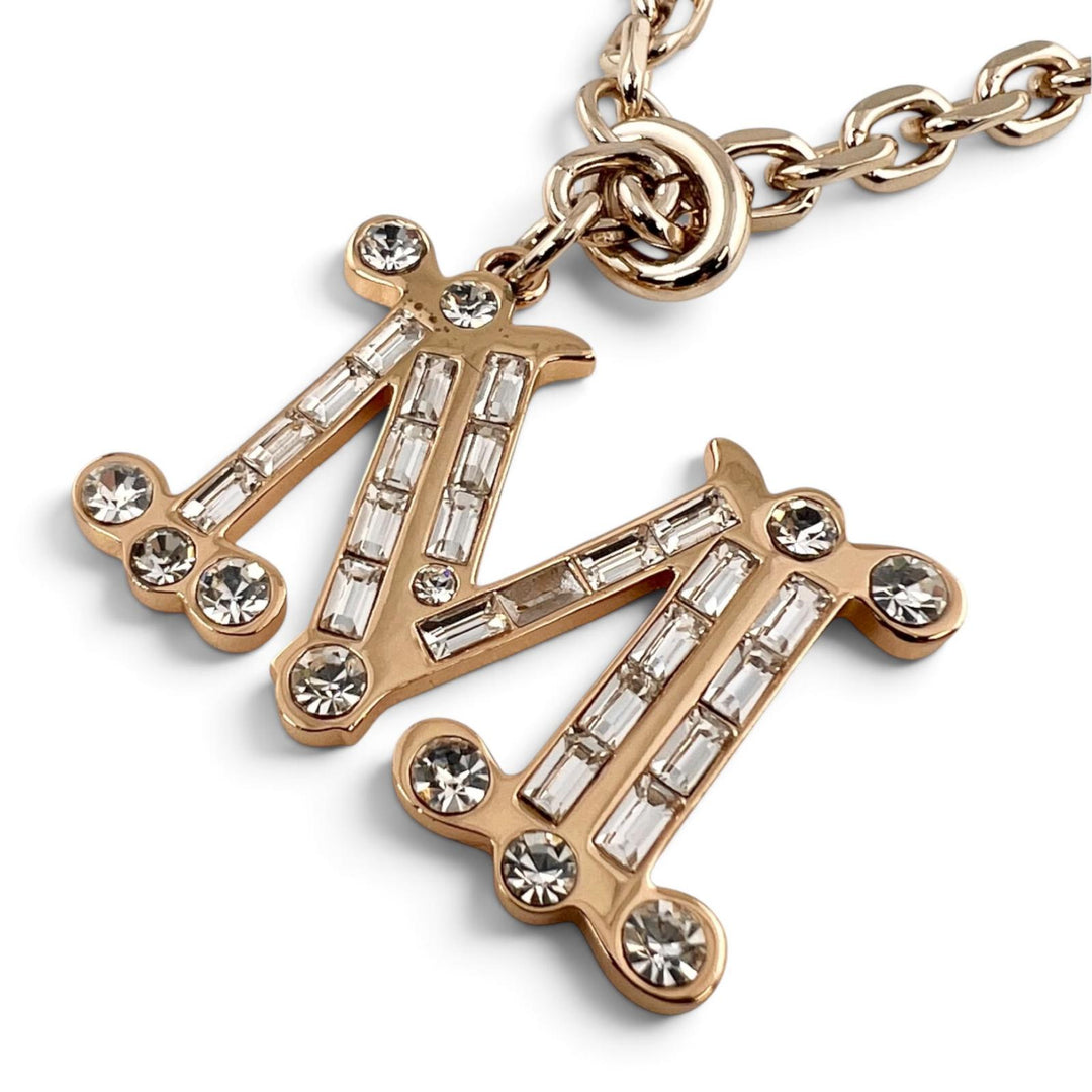 Excellent Max Mara Necklace M Logo Crystal Necklace gold metal Women 14-75-11136