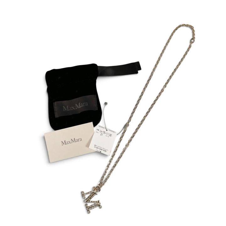 Excellent Max Mara Necklace M Logo Crystal Necklace gold metal Women 14-75-11136