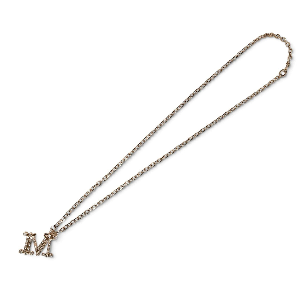 Excellent Max Mara Necklace M Logo Crystal Necklace gold metal Women 14-75-11136