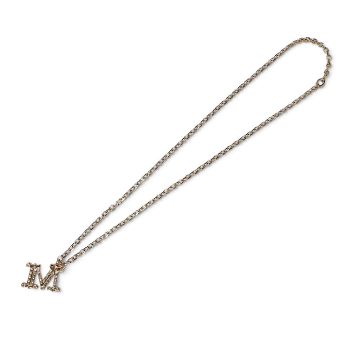 Excellent Max Mara Necklace M Logo Crystal Necklace gold metal Women 14-75-11136