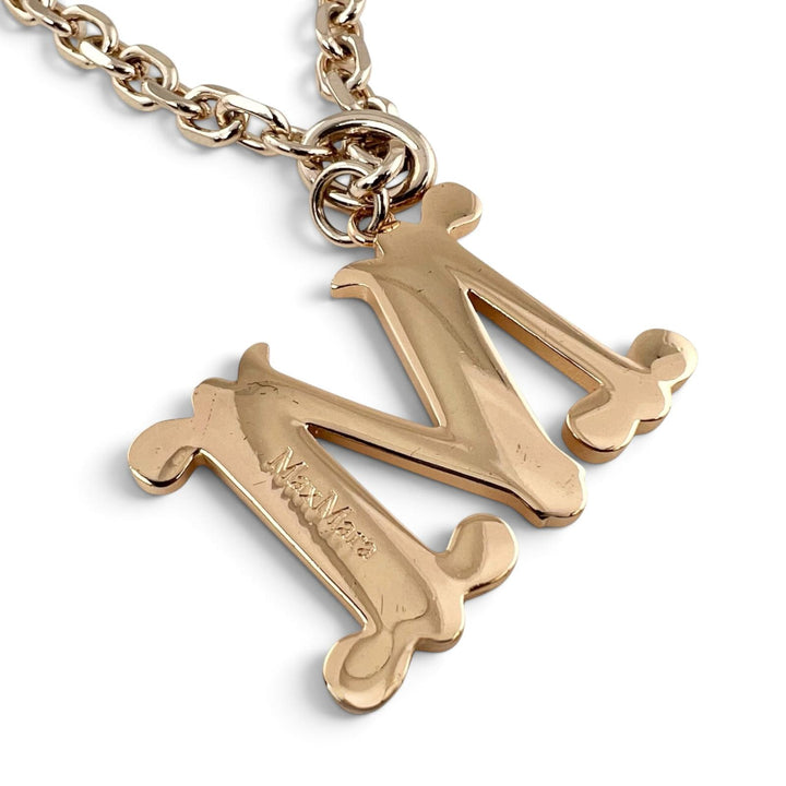 Excellent Max Mara Necklace M Logo Crystal Necklace gold metal Women 14-75-11136
