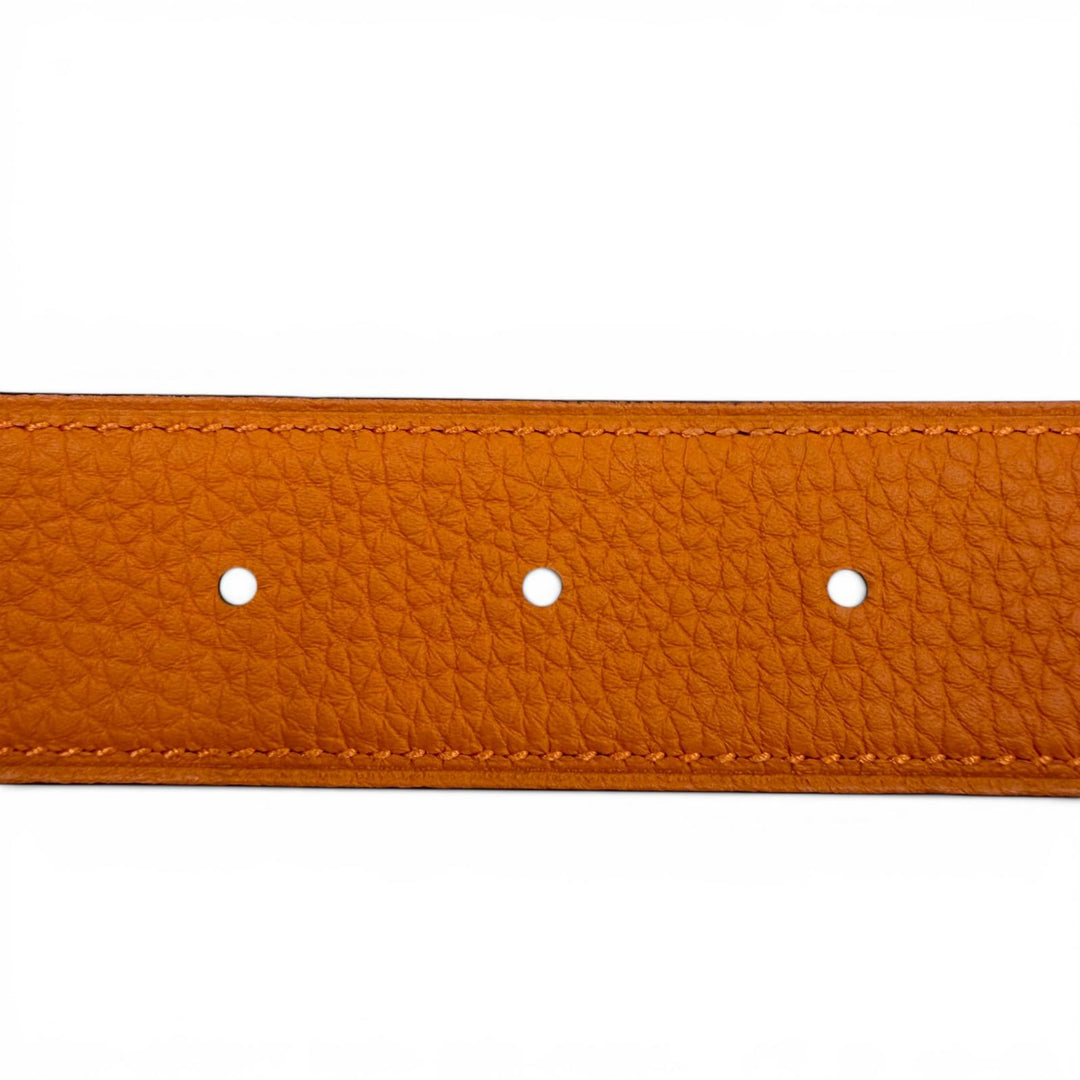 Excellent HERMES belt Constance Pegasus reversible black Box scarf Leather mens