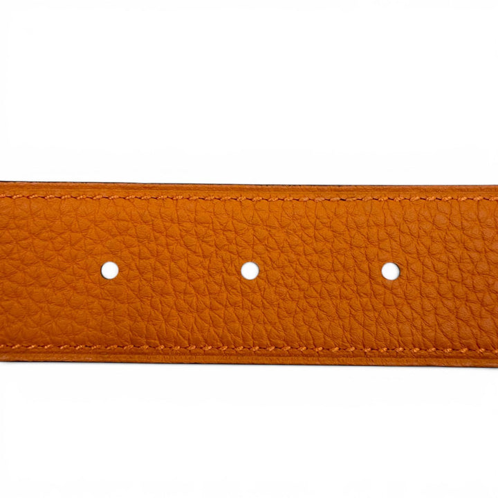 Excellent HERMES belt Constance Pegasus reversible black Box scarf Leather mens