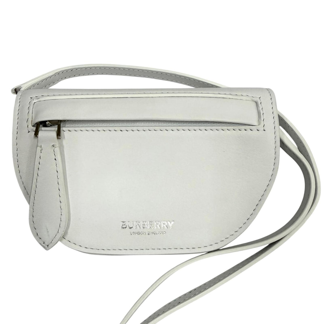 Great BURBERRY Shoulder Bag Logo-emblazoned Olympia Mini Leather white 8040736
