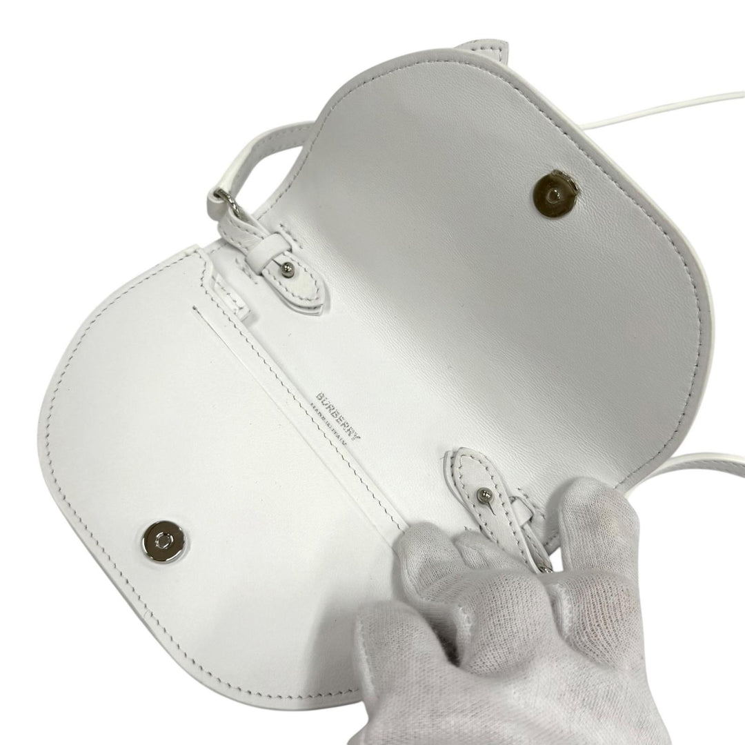 Great BURBERRY Shoulder Bag Logo-emblazoned Olympia Mini Leather white 8040736