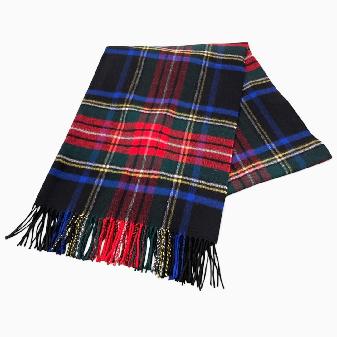 Excellent Johnstons of Elgin Scarf Tartan check fringe Multi cashmere Women