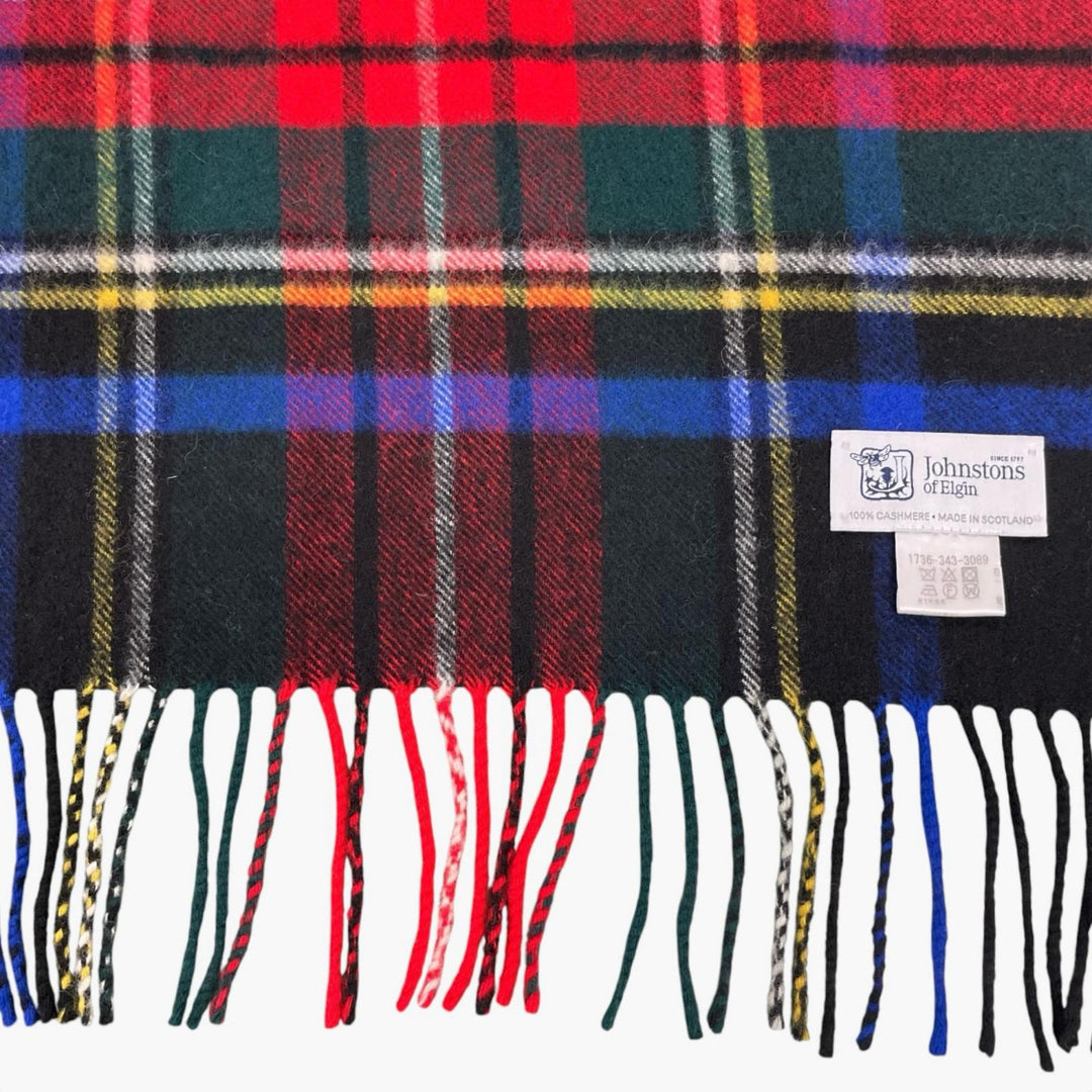 Excellent Johnstons of Elgin Scarf Tartan check fringe Multi cashmere Women