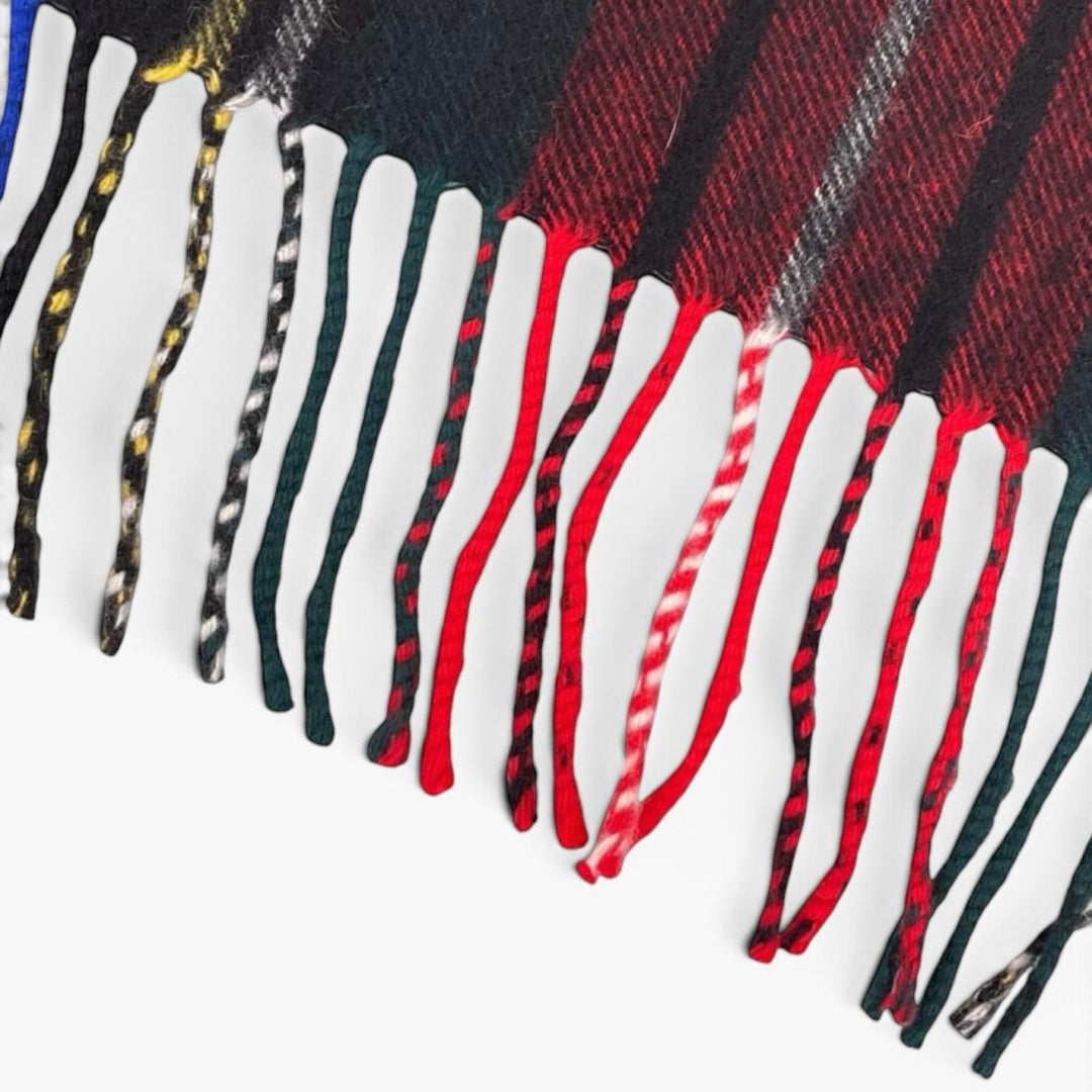 Excellent Johnstons of Elgin Scarf Tartan check fringe Multi cashmere Women