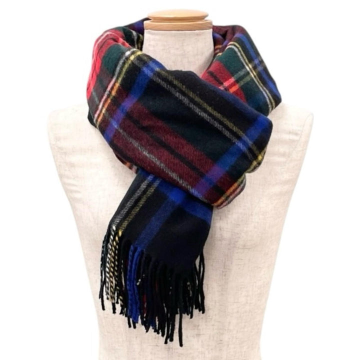 Excellent Johnstons of Elgin Scarf Tartan check fringe Multi cashmere Women