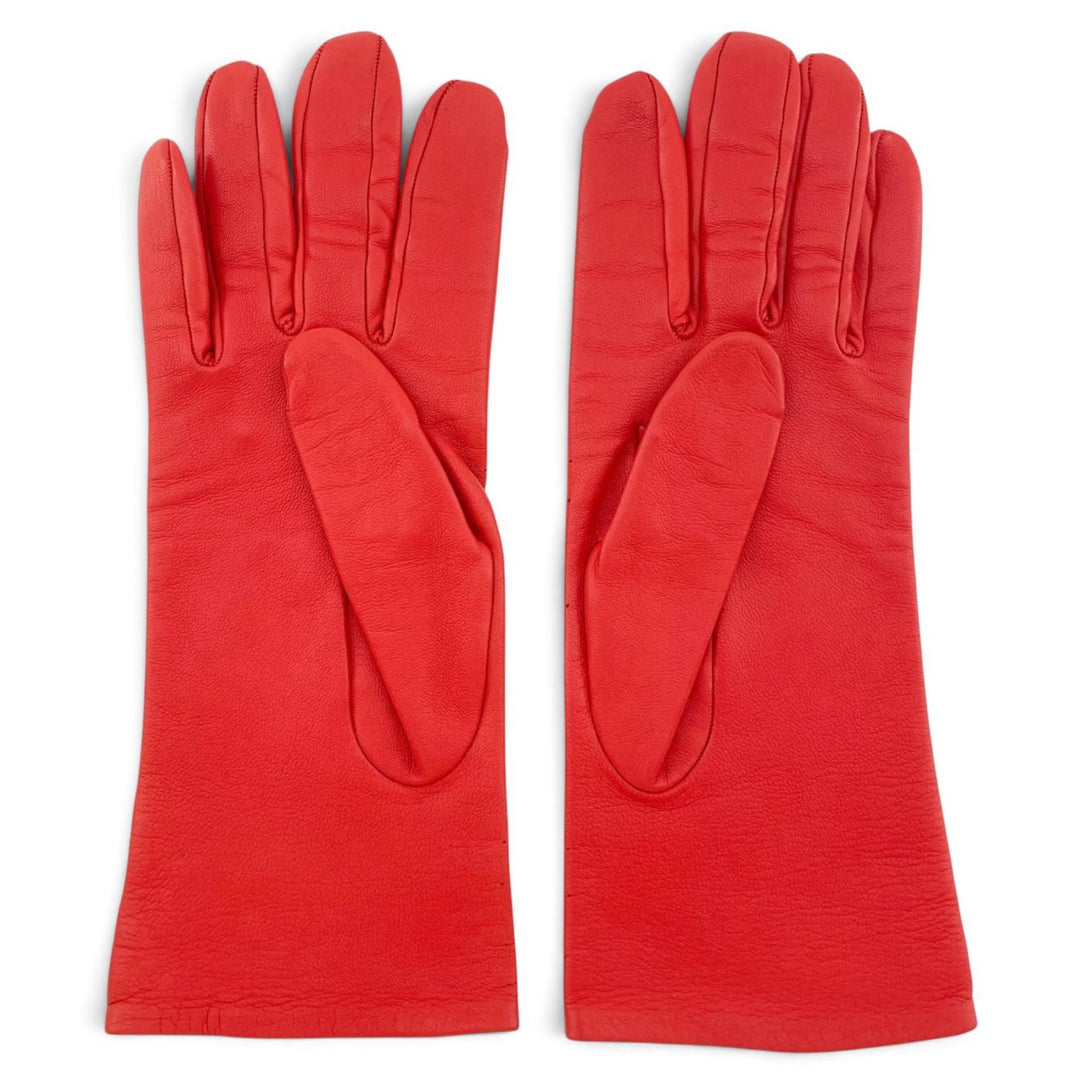 Excellent HERMES gloves H-motif perforated logo lambskin Leather 7