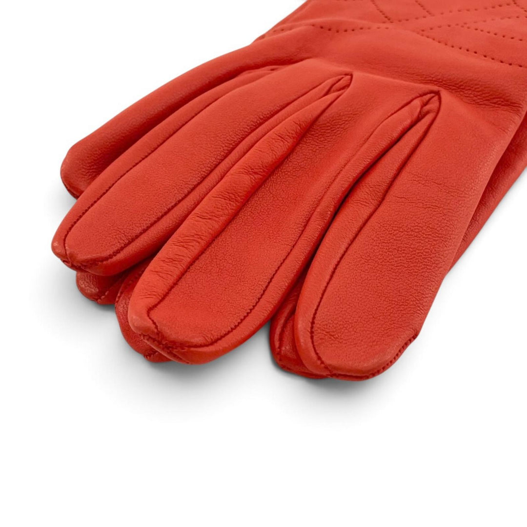 Excellent HERMES gloves H-motif perforated logo lambskin Leather 7