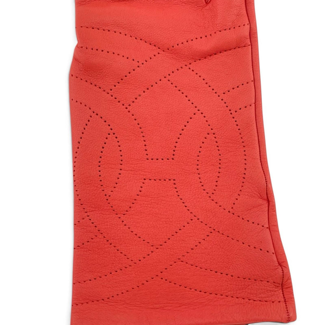 Excellent HERMES gloves H-motif perforated logo lambskin Leather 7