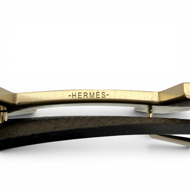 Excellent HERMES belt Constance khaki Box scarf Leather mens