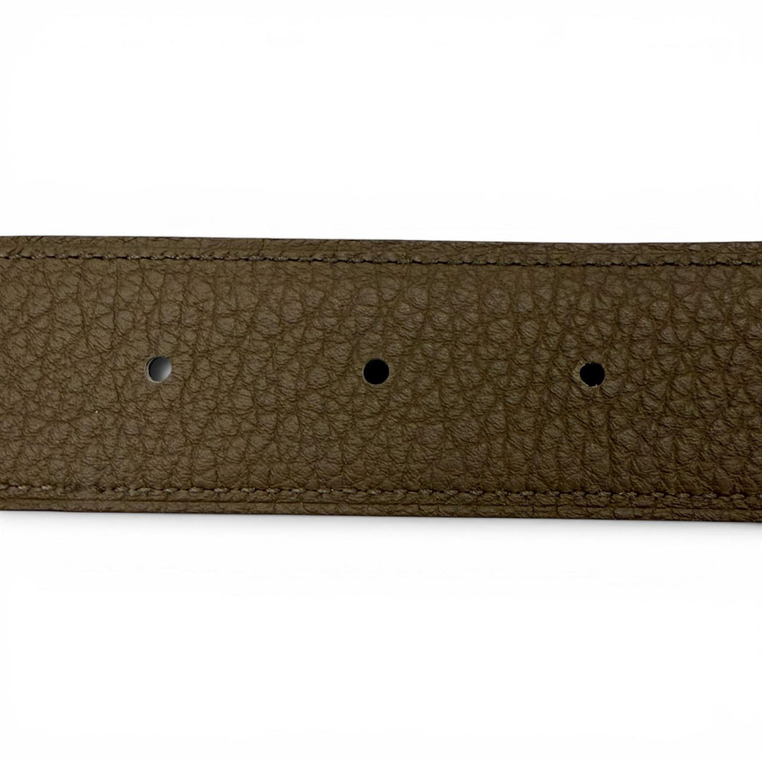 Excellent HERMES belt Constance khaki Box scarf Leather mens