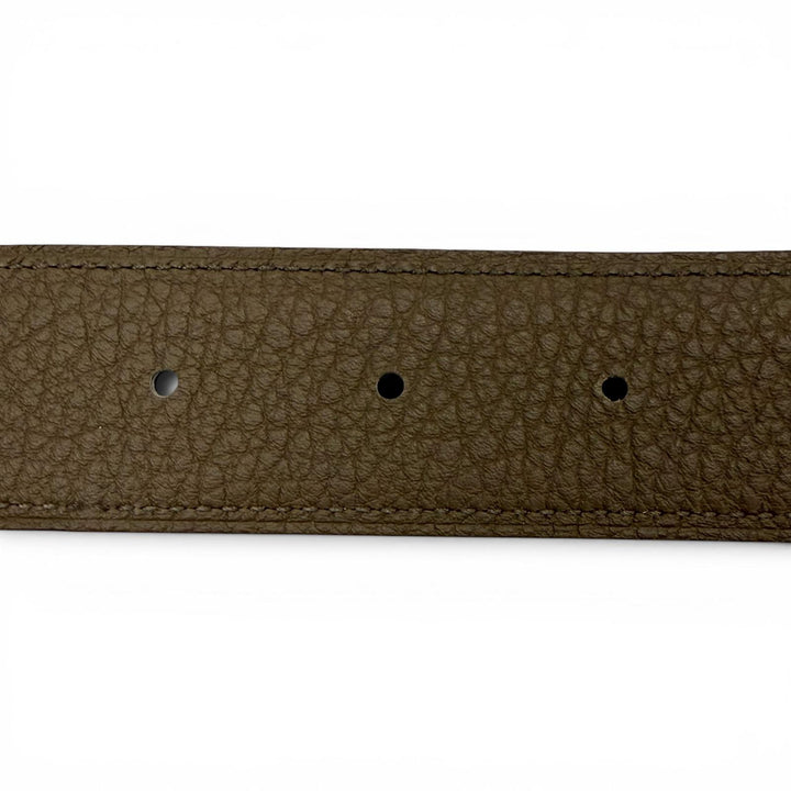 Excellent HERMES belt Constance khaki Box scarf Leather mens