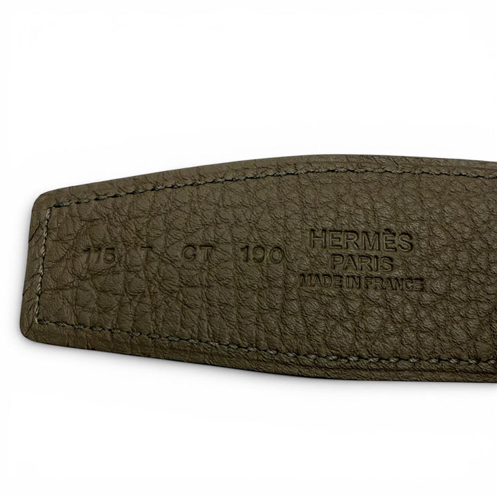 Excellent HERMES belt Constance khaki Box scarf Leather mens