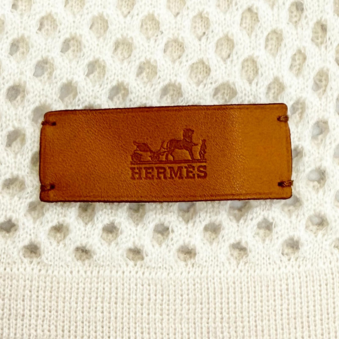 Great HERMES Stall MAILLE FILET Comes with a logo leather cashmere H259112S
