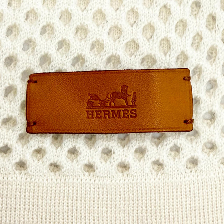 Great HERMES Stall MAILLE FILET Comes with a logo leather cashmere H259112S