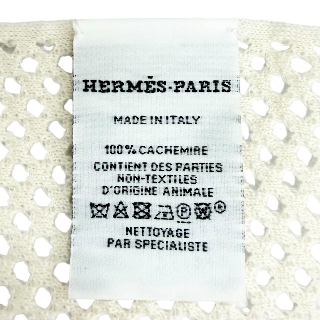 Great HERMES Stall MAILLE FILET Comes with a logo leather cashmere H259112S