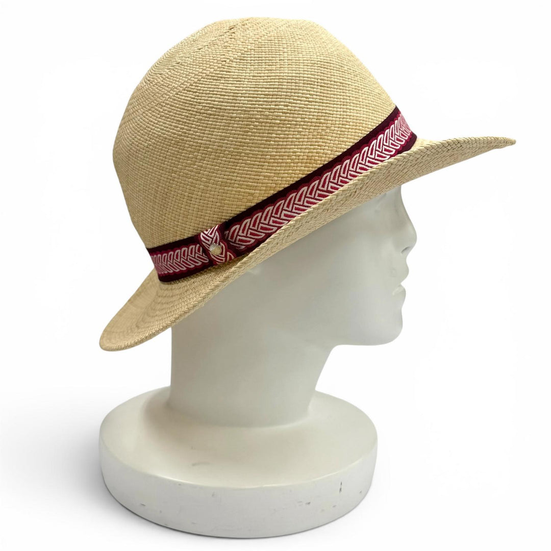 Excellent HERMES hat Greta Serie Metal Silk Ribbon Tape Straw 57 H231032N