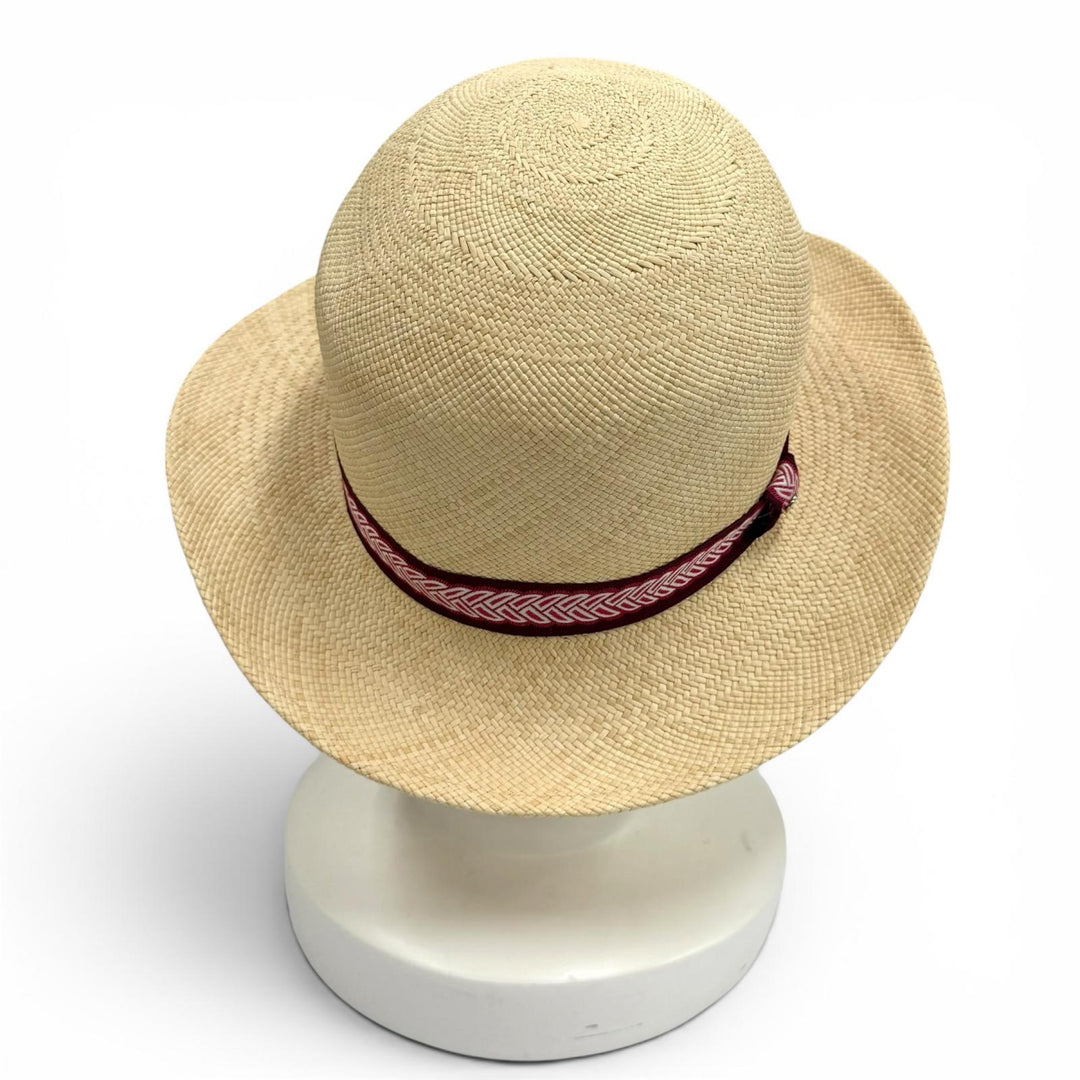 Excellent HERMES hat Greta Serie Metal Silk Ribbon Tape Straw 57 H231032N