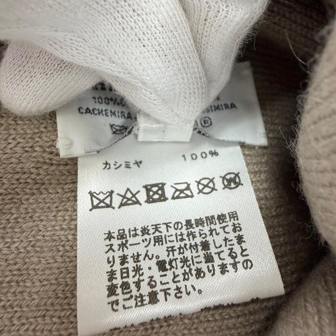 Excellent HERMES Knit cap H logo design beige cashmere Women M