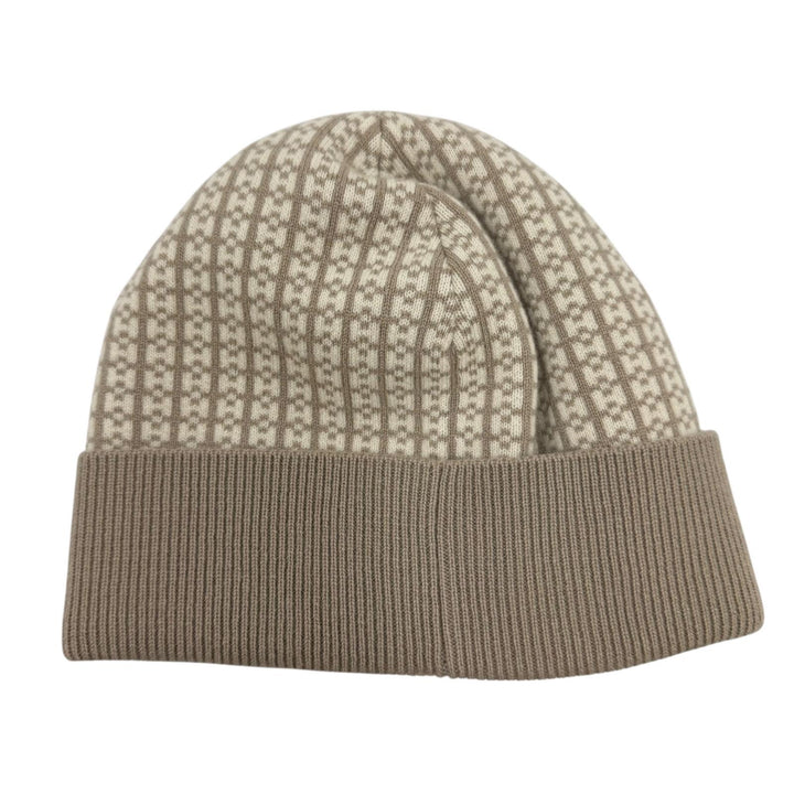 Excellent HERMES Knit cap H logo design beige cashmere Women M